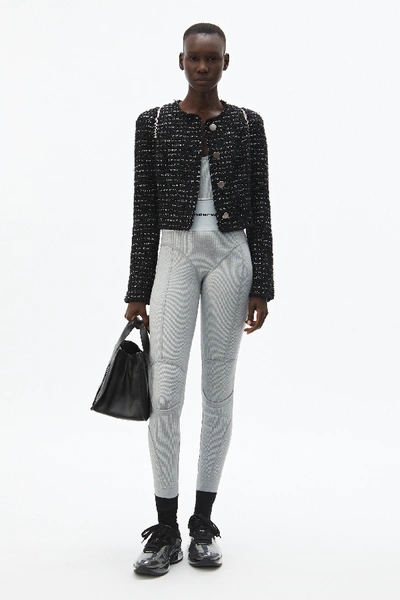 Shop Alexander Wang Shrunken Tweed Jacket In Black/white