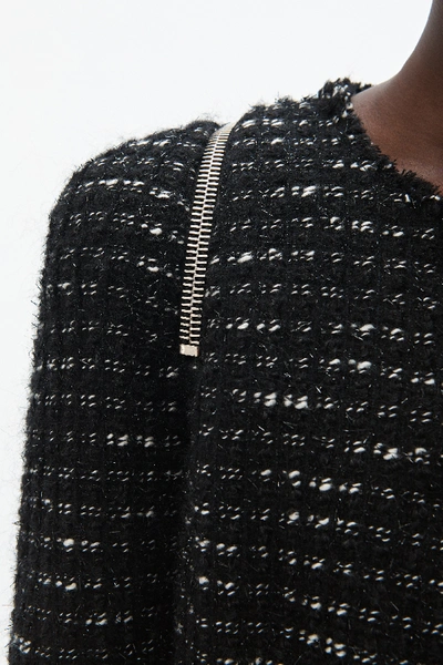 Shop Alexander Wang Shrunken Tweed Jacket In Black/white