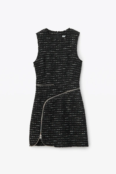 Shop Alexander Wang Curved Zipper Shift Dress In Black/white