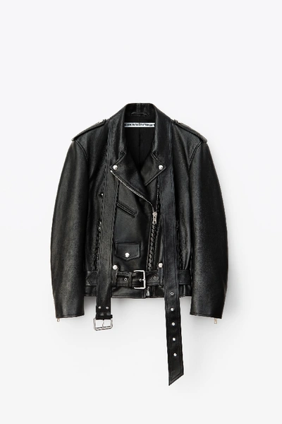 Shop Alexander Wang Martingale Leather Jacket In Black