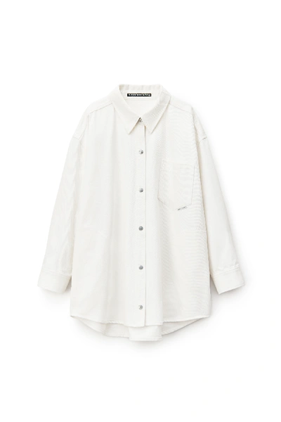 Shop Alexander Wang Long Shirt Jacket In Stay White