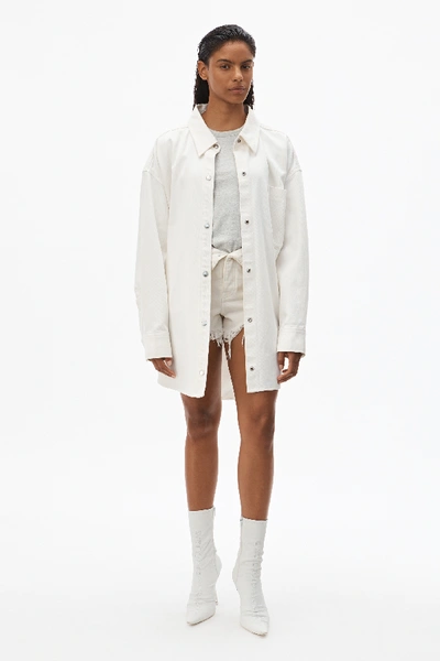 Shop Alexander Wang Long Shirt Jacket In Stay White