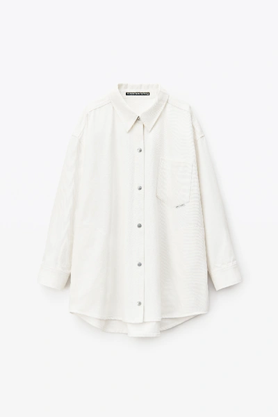 Shop Alexander Wang Long Shirt Jacket In Stay White