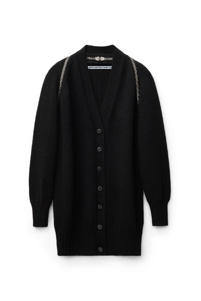 Shop Alexander Wang Split Shoulder Cardigan In Black