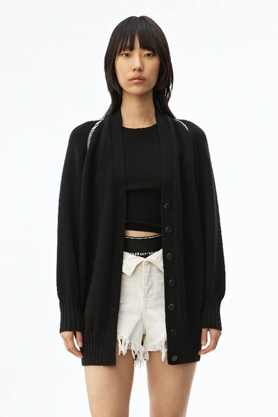 Shop Alexander Wang Split Shoulder Cardigan In Black