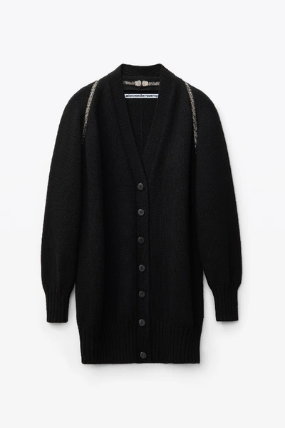 Shop Alexander Wang Split Shoulder Cardigan In Black