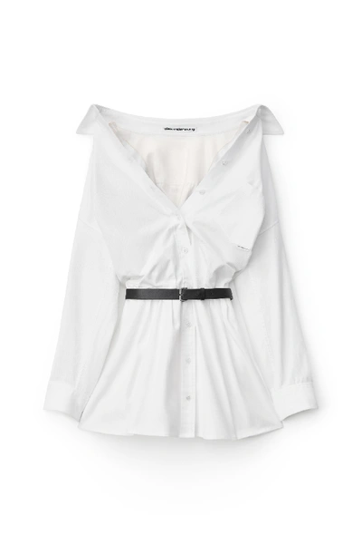 Shop Alexander Wang Mini Shirt Dress With Belt In White