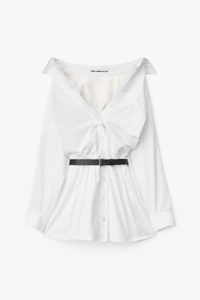 Shop Alexander Wang Mini Shirt Dress With Belt In White