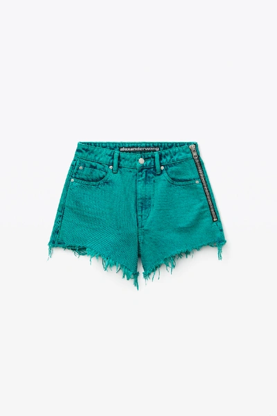 Shop Alexander Wang Bite Side Zip Shorts In Acid Turqouise