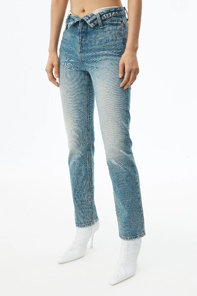 Shop Alexander Wang Cult Flip Staight Leg Jeans In Vintage Mid Indigo