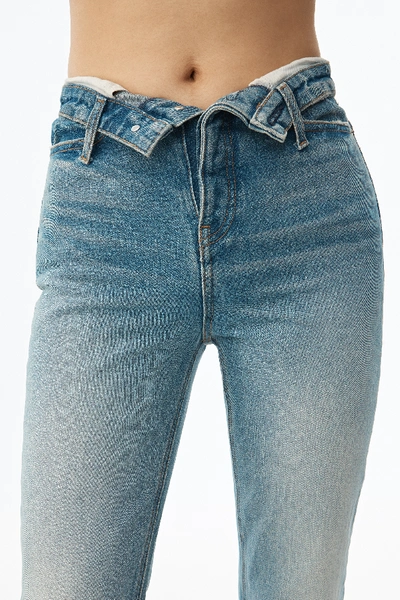 Shop Alexander Wang Cult Flip Staight Leg Jeans In Vintage Mid Indigo