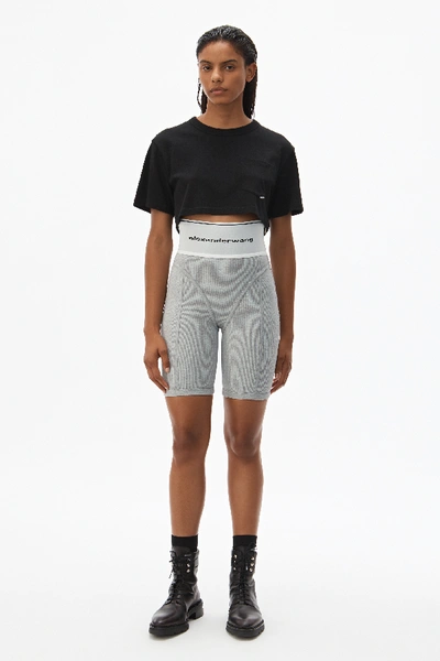 Alexander Wang Logo Elastic Legging In Ribbed Jersey In Grey, ModeSens