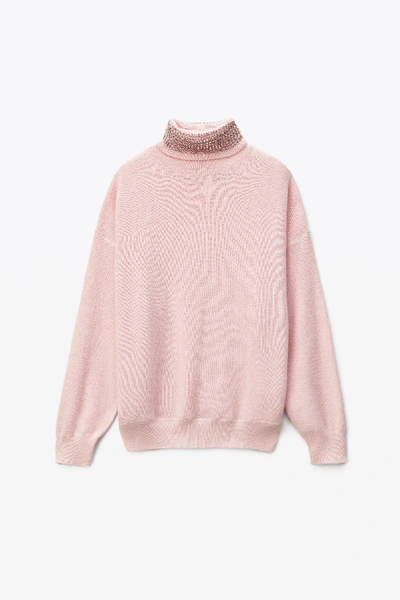 Shop Alexander Wang Crystal Turtleneck Pullover In Pink