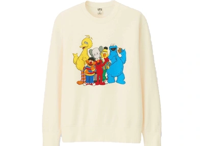 Pre-owned Kaws X Uniqlo X Sesame Street Group #2 Sweatshirt (japanese Sizing) Natural
