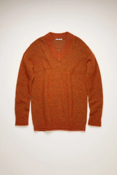 Shop Acne Studios Oversized V-neck Sweater Pumpkin Orange