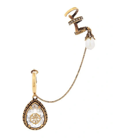 Shop Alexander Mcqueen Gold-tone Brass Signature Drop Ear Cuff