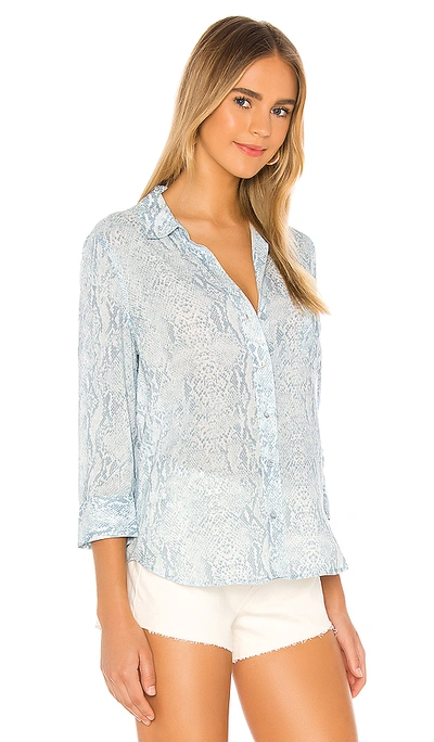 Shop L Agence Ryan 3/4 Sleeve Blouse In Cool Blue & Ivory