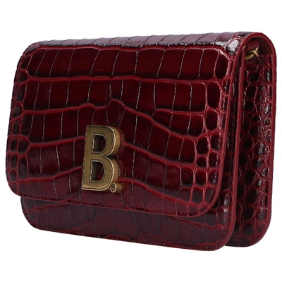 Shop Balenciaga Women Handbag B Wallet Calfskin Embroided Logo Boreau In Red