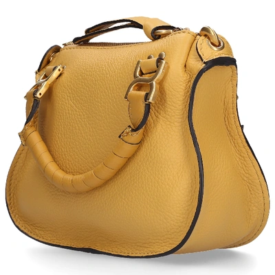Shop Chloé Women Handbag Marcie Mini Xs Calfskin Logo Yellow In Gold