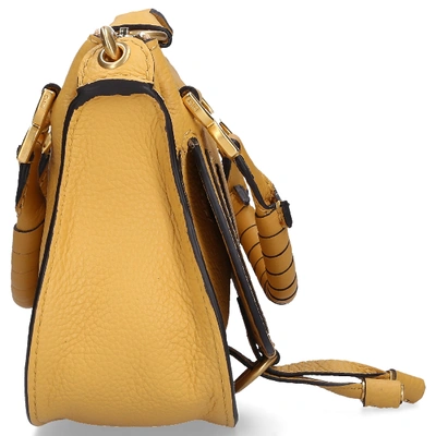 Shop Chloé Women Handbag Marcie Mini Xs Calfskin Logo Yellow In Gold