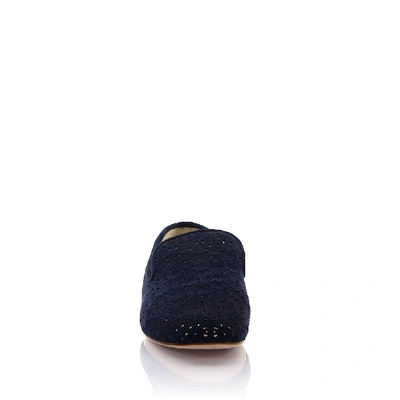 Shop Unützer Slipper Suede Perforated Navy In Blue