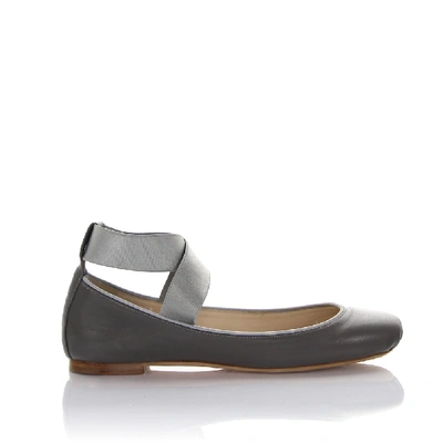 Shop Chloé Ankle Strap Ballet Flats In Grey