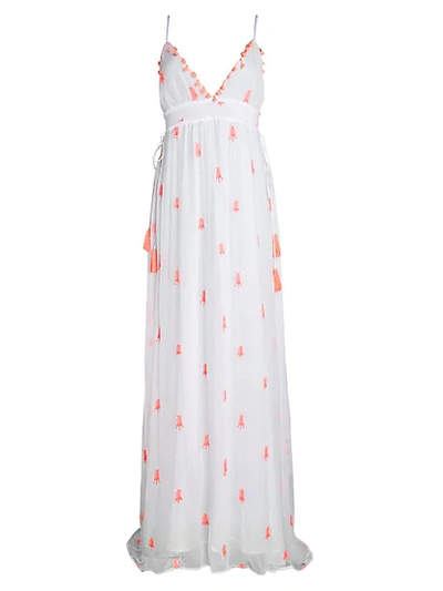 Shop Tessora Nina Empire-waist Maxi Dress In Neon Peach