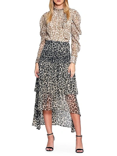 Shop Walter Baker Minty Ruffled Leopard Skirt