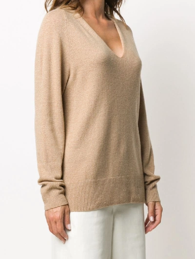 Shop Vince Marled V Neck Jumper In Brown