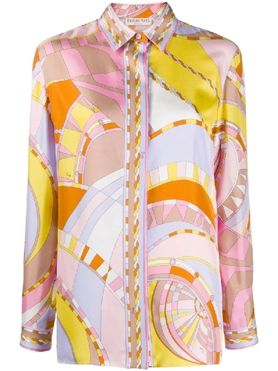 Shop Emilio Pucci Pleated Silk Shirt In Multicolour