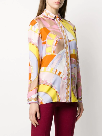 Shop Emilio Pucci Pleated Silk Shirt In Multicolour