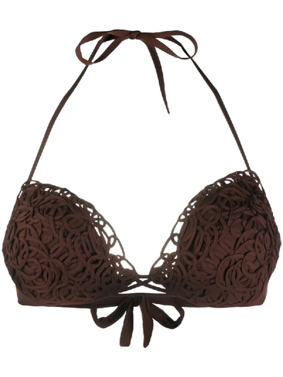 Shop La Perla Push Up Halter Bikini Top In Brown