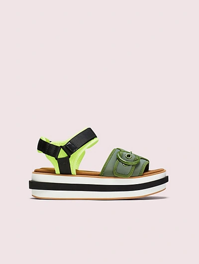 Shop Kate Spade Cozumel Flatform Sandals In Neon Yellow/seaweed