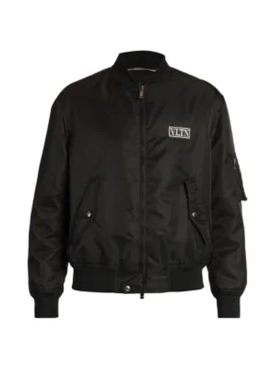 Shop Valentino Logo Bomber Jacket In Nero