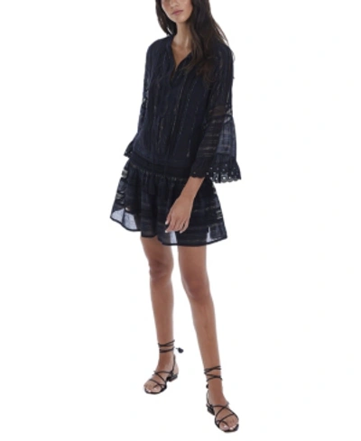 Shop Allison New York Women's Metallic Stripe Day Dress In Black