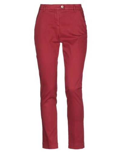 Shop Jeckerson Casual Pants In Brick Red