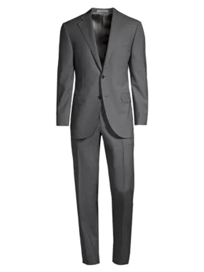 Shop Corneliani Sharkskin Virgin Wool Suit In Grey