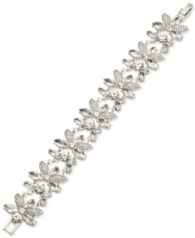 Shop Givenchy Crystal Flower Flex Bracelet In Silver