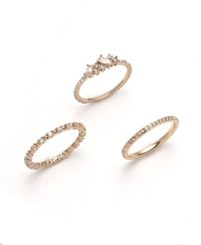 Shop Givenchy Gold-tone 3-pc. Set Crystal Stack Rings