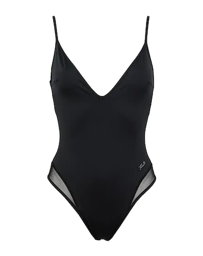 Shop Karl Lagerfeld One-piece Swimsuits In Black