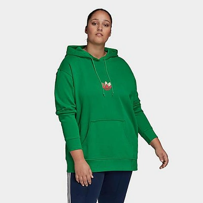 Shop Adidas Originals Adidas Women's Originals Adicolor 3d Trefoil Hoodie (plus Size) In Green