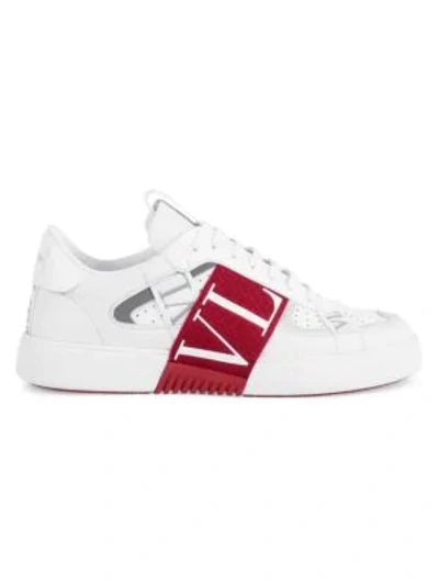 Shop Valentino Vl7n Banded Sneakers In White Red