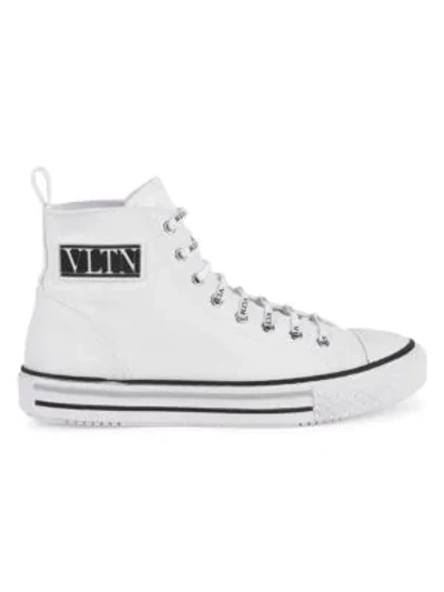 Shop Valentino Men's Giggies Vltn High-top Sneakers In Bianco