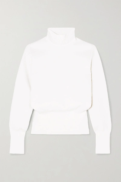 Shop Alaïa Wool-blend Turtleneck Sweater In White