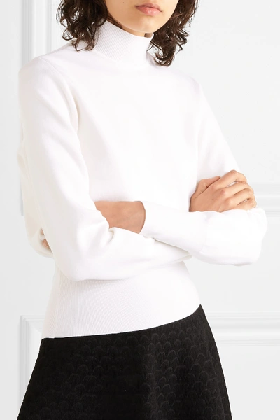 Shop Alaïa Wool-blend Turtleneck Sweater In White