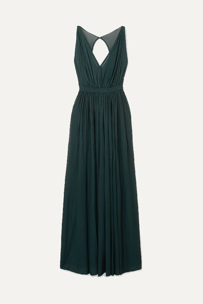 Shop Alaïa Gathered Tulle Gown In Green