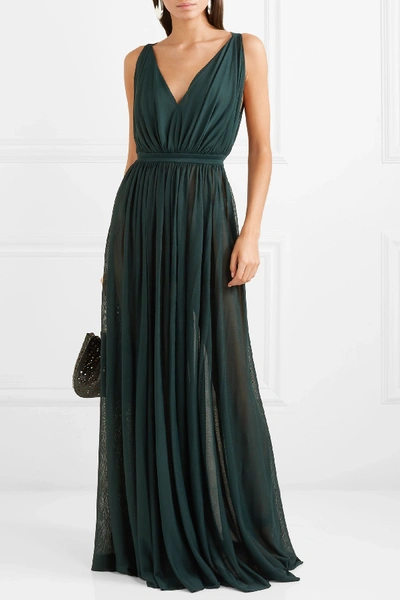 Shop Alaïa Gathered Tulle Gown In Green