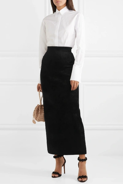 Shop Alaïa Velvet Maxi Skirt In Black