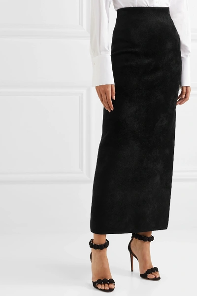 Shop Alaïa Velvet Maxi Skirt In Black