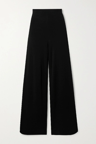Shop Alaïa Crepe Wide-leg Pants In Black